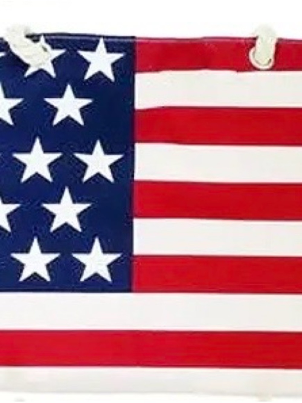 Patriotic American Flag Canvas Beach Tote - Red, White & Blue